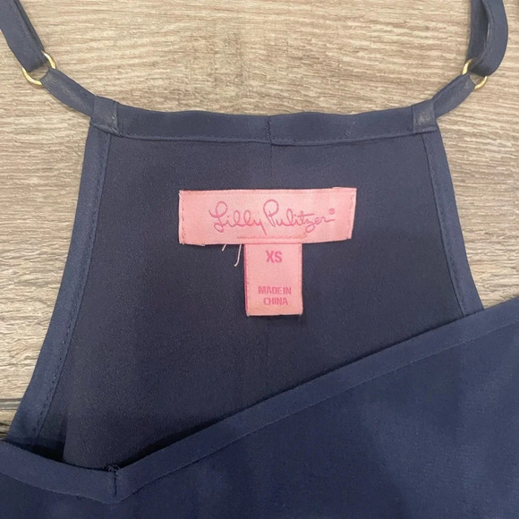 Lilly Pulitzer Daphne Mini Slip Dress Navy Blue Coastal Beachy Size XS - Picture 5 of 9